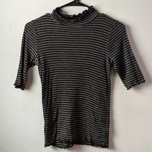 Curly Hemmed Striped Shirt